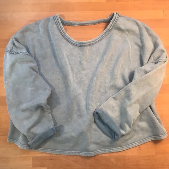Free People See You Tonight Pullover Sweatshirt Twist Open Back Terry Cotton M - Picture 2 of 9